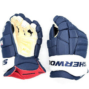 Kaapo Kakko Sherwood Rekker M90 - NHL Pro Stock Glove - TEAM FINLAND (Navy/White)