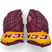 CCM HGJS - Used NCAA Pro Stock Hockey Glove (Maroon/Yellow) #2