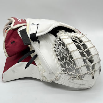 CCM Extreme Flex 6 - Used Pro Stock Goalie Glove (White/Maroon/Black)