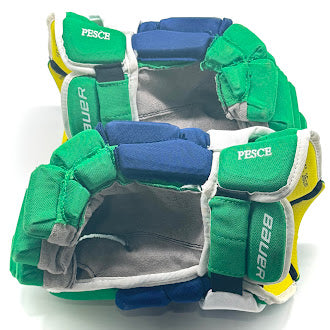 Bauer Supreme 1S - Used NHL Pro Stock Glove - Brett Pesce (Blue/Green/White)