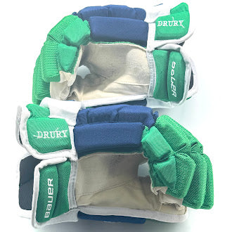 Bauer Vapor Hyperlite - Used NHL Pro Stock Glove - Jack Drury (Blue/Green/White)