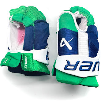 Bauer Vapor Hyperlite - Used NHL Pro Stock Glove - Dylan Coghlan (Blue/Green/White)
