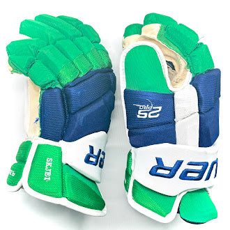 Bauer Supreme 2S - Used NHL Pro Stock Glove - Brady Skjei (Blue/Green/White)