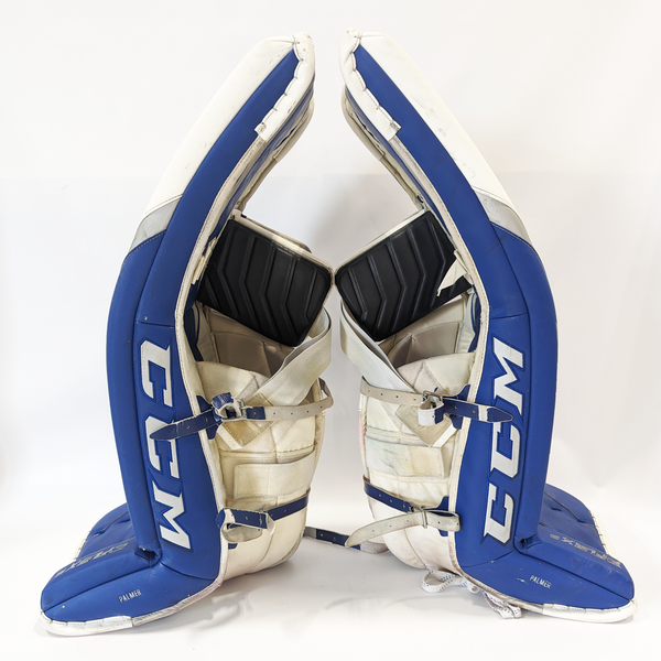 CCM Extreme Flex 5 - Used NCAA Pro Stock Goalie Pads (White/Blue)