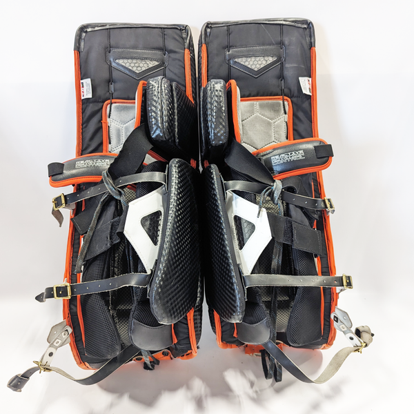 Vaughn Ventus SLR - Used NCCA Pro Stock Goalie Pads (Black/Orange/White)
