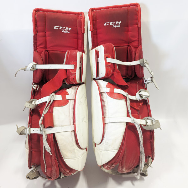 CCM Extreme Flex III - Used Pro Stock Senior Goalie Pads (White/Red)