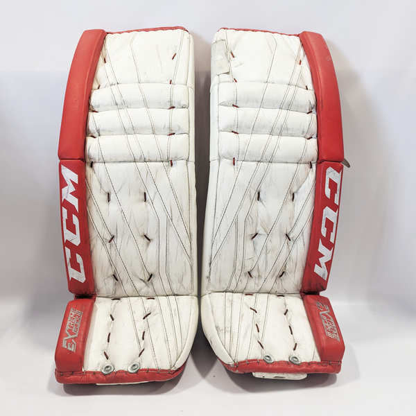 CCM Extreme Flex III - Used Pro Stock Senior Goalie Pads (White/Red)