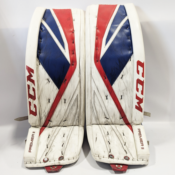CCM Premier II - Used Pro Stock Goalie Pads (White/Red/Blue)