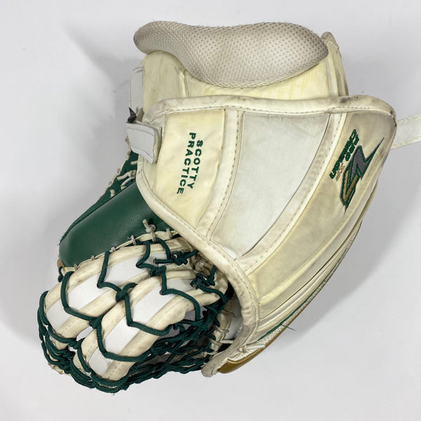 Vaughn V7 XF Carbon - Used Pro Stock Goalie Glove (White/Green/Gold)