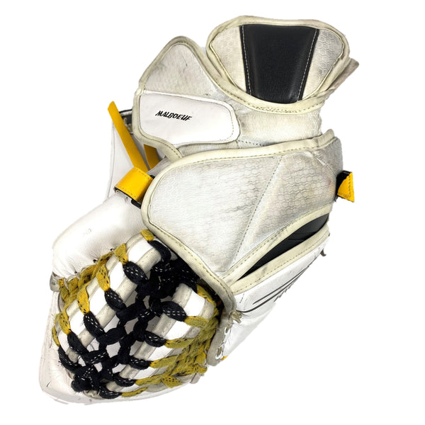 Bauer Vapor HyperLite - Used Pro Stock Goalie Glove (White/Yellow/Black)