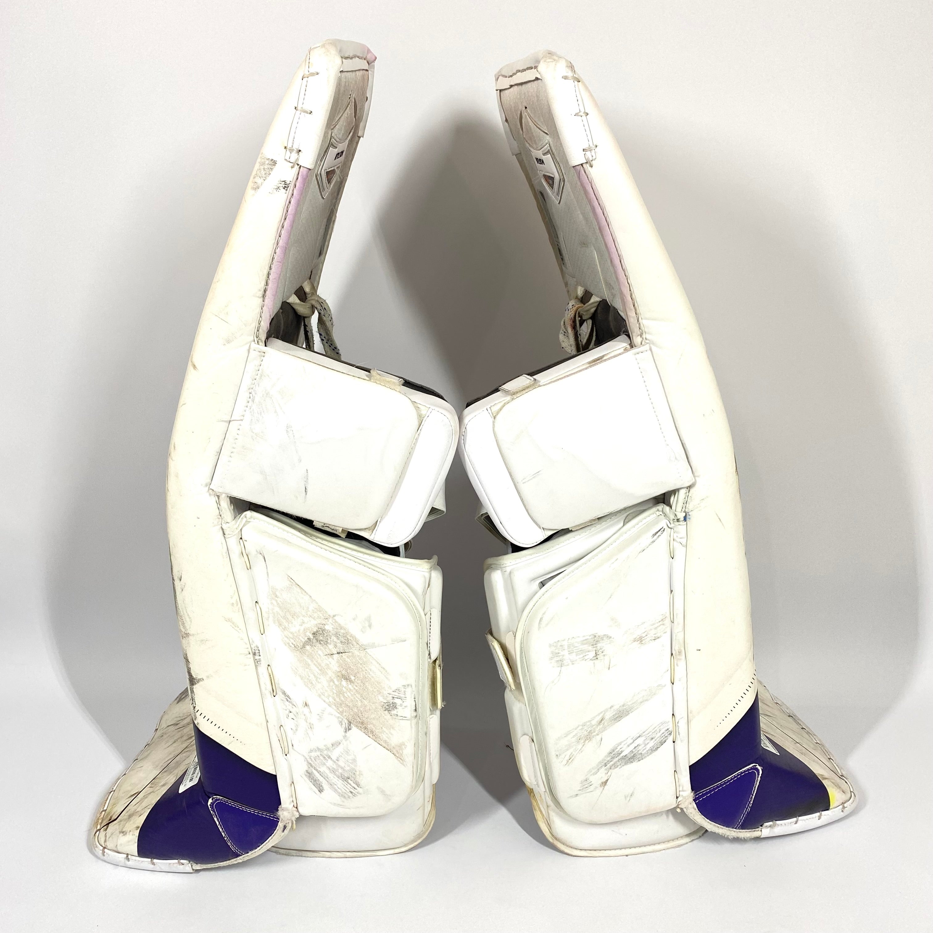 Bauer Supreme 2S Pro - Used Pro Stock Goalie Pads - Full Set (White/Purple/Black)