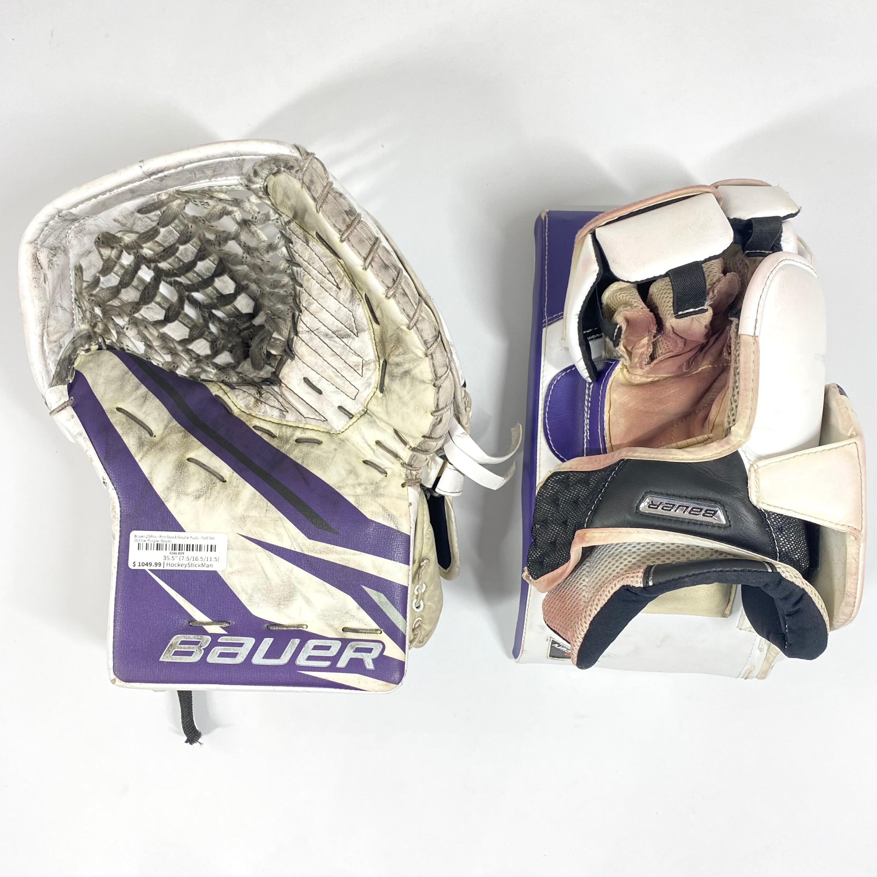 Bauer Supreme 2S Pro - Used Pro Stock Goalie Pads - Full Set (White/Purple/Black)