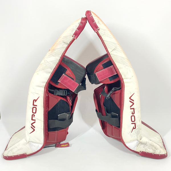 Bauer Vapor Hyperlite - Used Pro Stock Senior Goalie Pads (Maroon/White)