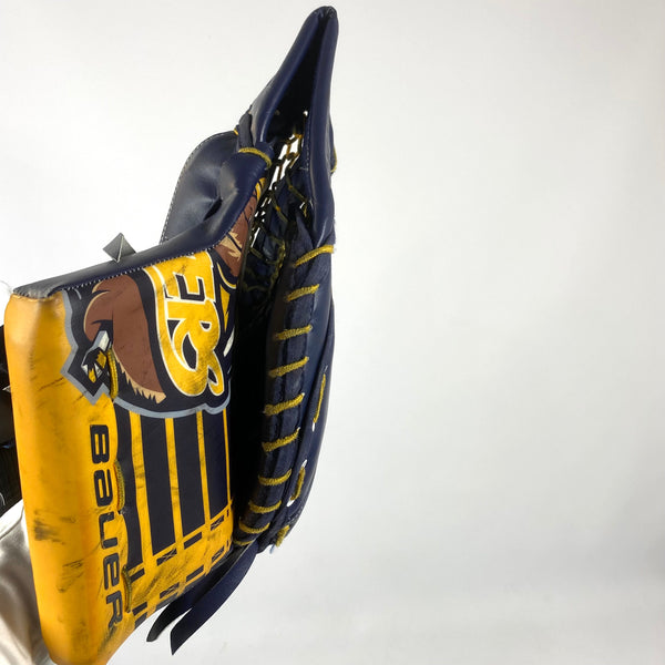 Bauer Supreme Ultrasonic - Used Pro Stock Goalie Glove - (Navy/Yellow)