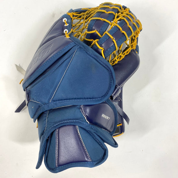 Bauer Supreme Ultrasonic - Used Pro Stock Goalie Glove - (Navy/Yellow)