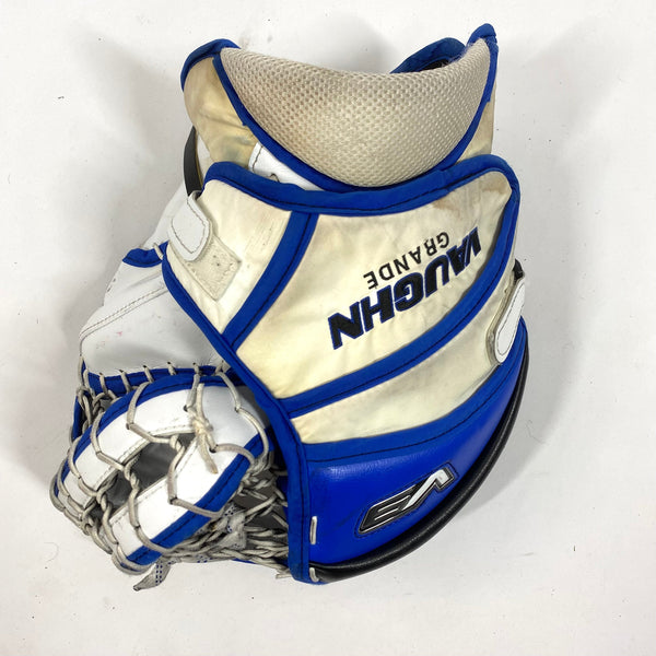 Vaughn Velocity V9 - Used Pro Stock Goalie Glove - (White/Purple/Blue)