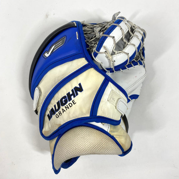 Vaughn Velocity V9 - Used Pro Stock Goalie Glove - (White/Purple/Blue)