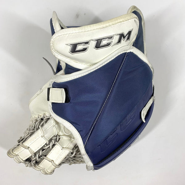 CCM Extreme Flex 5 - Used Pro Stock Goalie Glove (White/Gold/Navy)