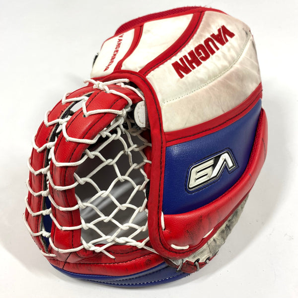 Vaughn Velocity V9 - Used Pro Stock Goalie Glove (Red/Blue/White)
