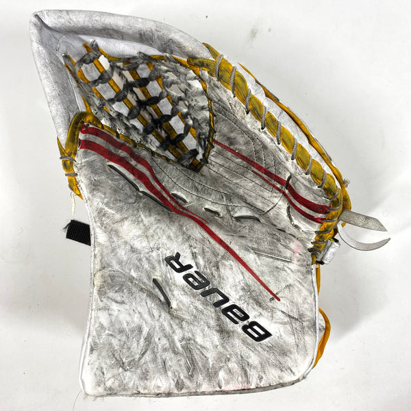 Bauer Vapor 2X Pro - Used Pro Stock Goalie Glove (White/Yellow/Red)