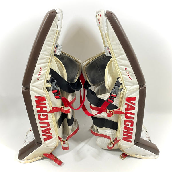 Vaughn Velocity V7 - Used Pro Stock Goalie Pads - Full Set (White/Brown/Red)