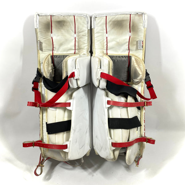 Vaughn Velocity V7 - Used Pro Stock Goalie Pads - Full Set (White/Brown/Red)