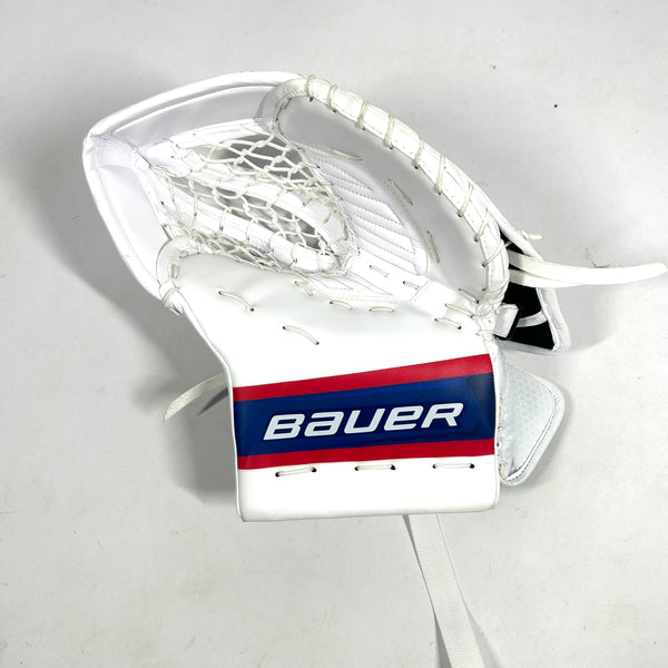 Bauer Vapor Hyperlite - New Pro Stock Senior Goalie Glove (White/Blue/Red)