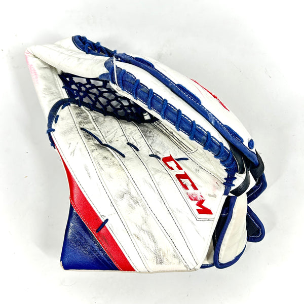 CCM Extreme Flex 5  - Used Pro Stock Goalie Glove (White/Blue/Red)