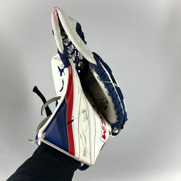 CCM Extreme Flex 5  - Used Pro Stock Goalie Glove (White/Blue/Red)