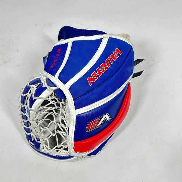 Vaughn Velocity V9 - Used Pro Stock Goalie Glove (White/Blue/Red)