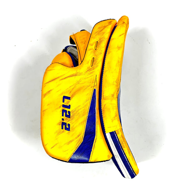 True L12.2 - Used Pro Stock Goalie Blocker (Yellow/Blue)
