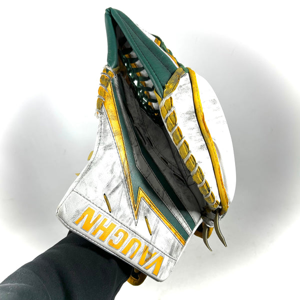 Vaughn Velocity V9 - Used Pro Stock Goalie Glove (White/Green/Yellow)