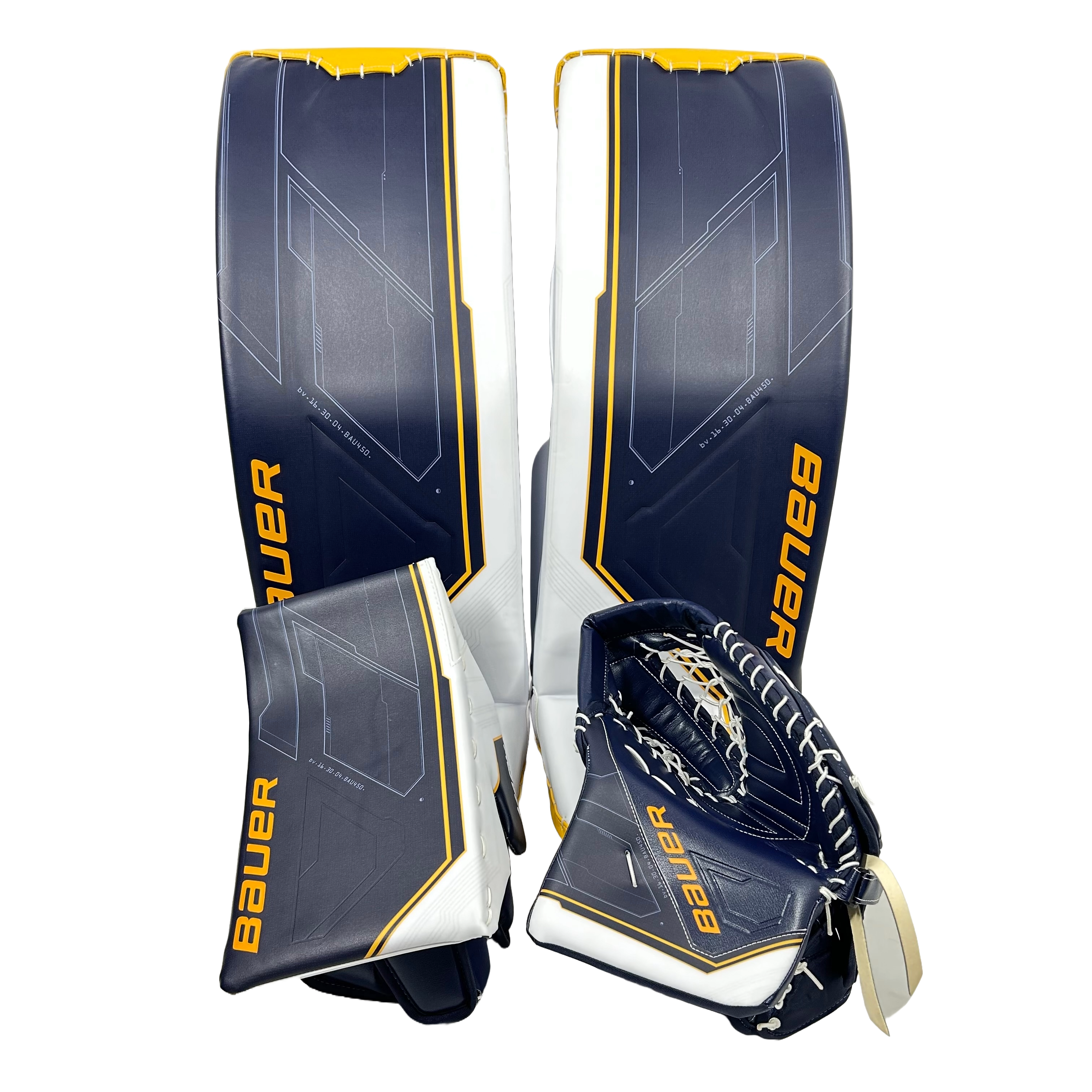 Bauer Supreme Mach - OHL Pro Stock Goalie Pads (Navy/White/Yellow)