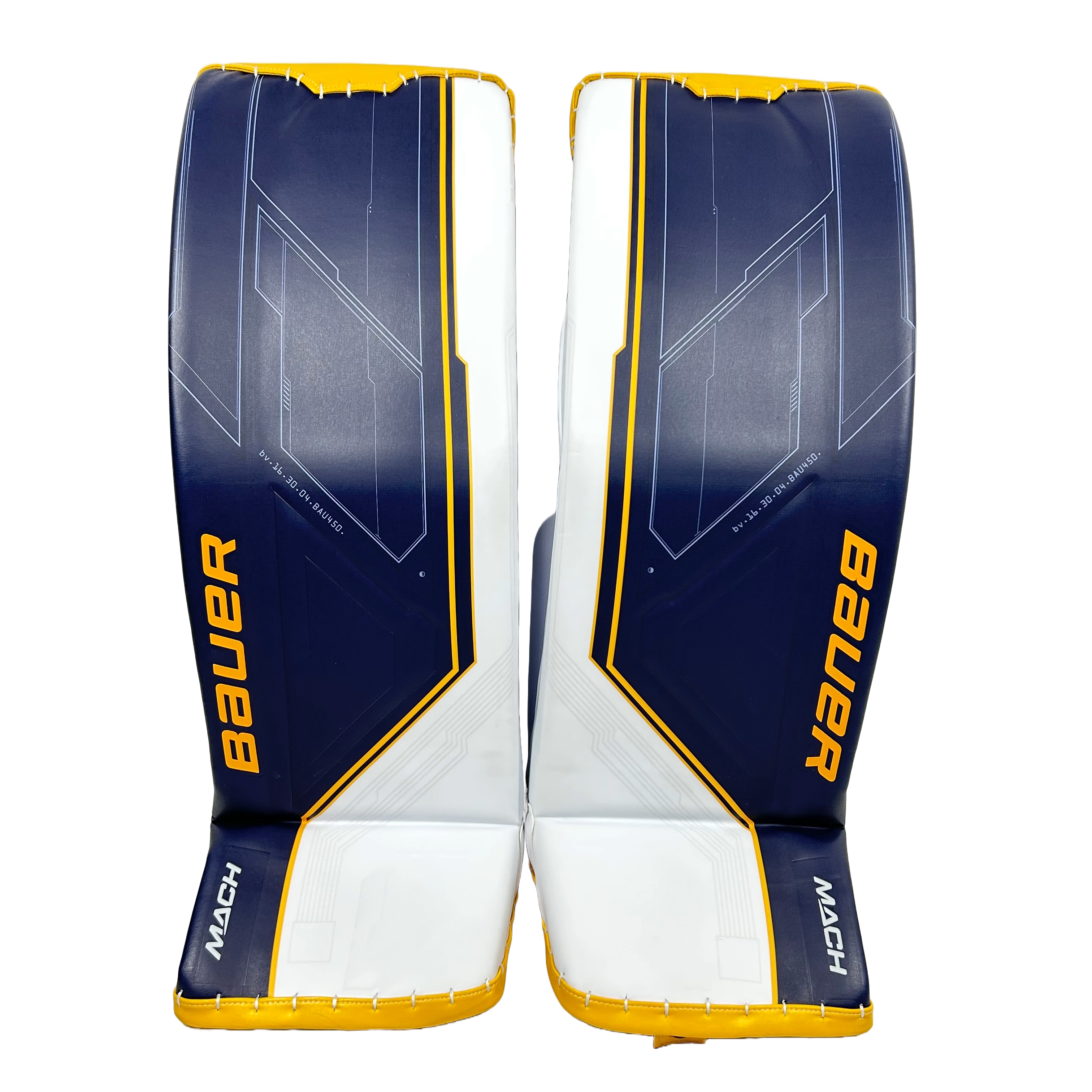 Bauer Supreme Mach - OHL Pro Stock Goalie Pads (Navy/White/Yellow)