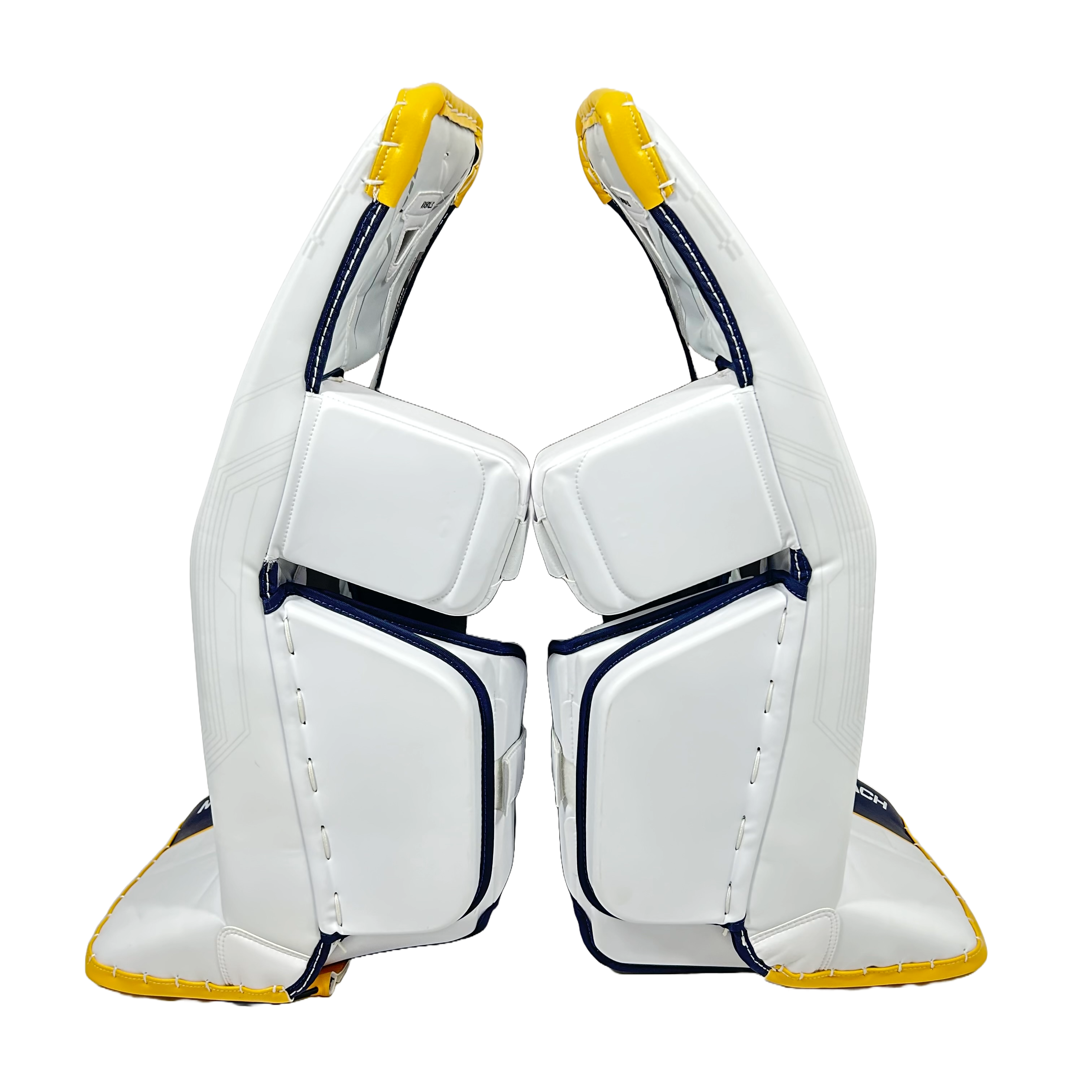 Bauer Supreme Mach - OHL Pro Stock Goalie Pads (Navy/White/Yellow)
