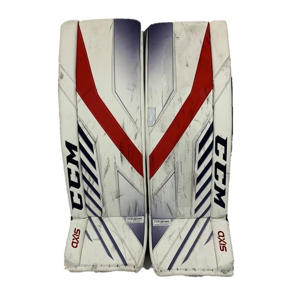 CCM AXIS - Used Pro Stock Goalie Pads (White/Blue/Red)
