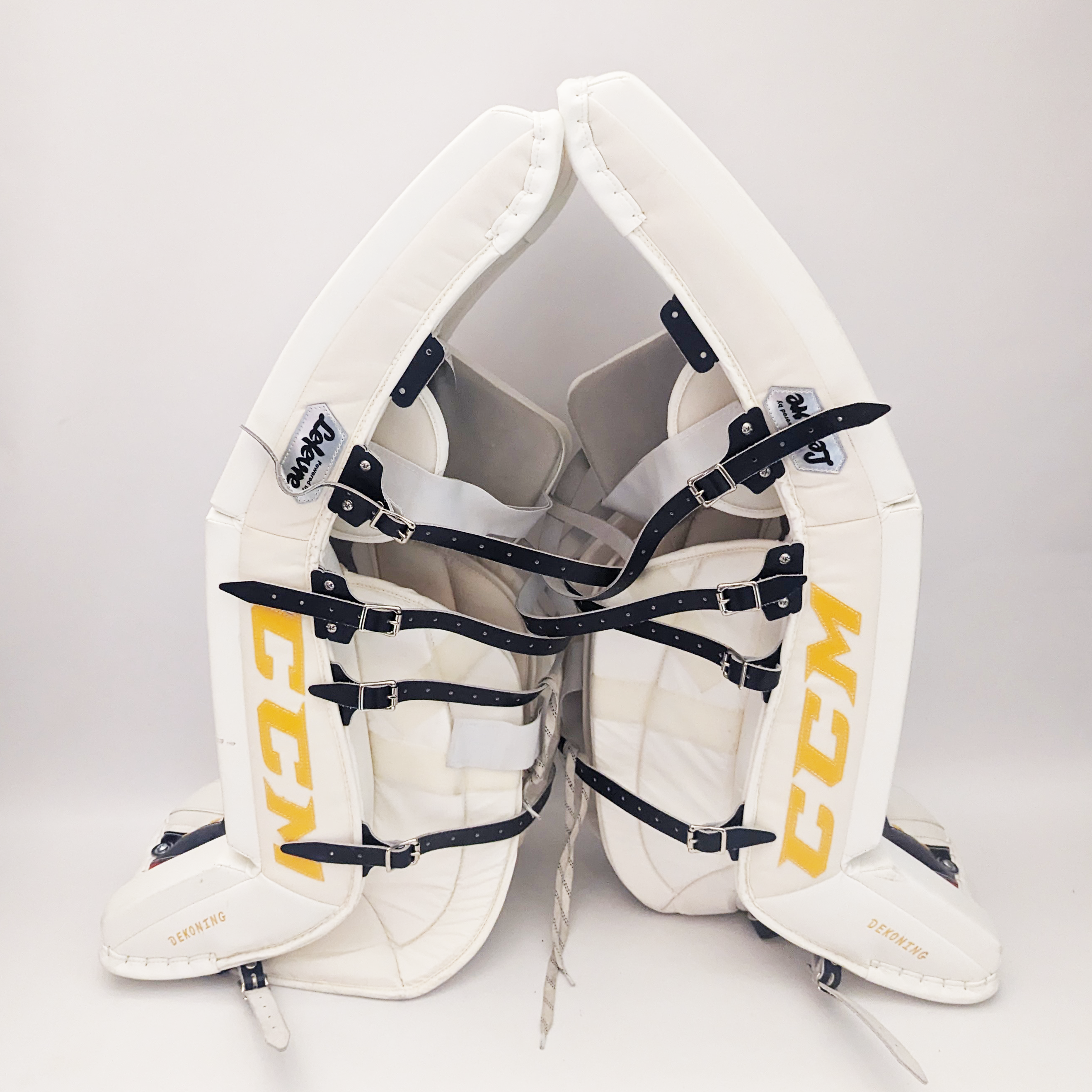 CCM Extreme Flex Pro- Used Pro Stock Goalie Pads (White/Red/Blue)